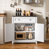 30" Kitchen Buffet Sideboard Cabinet, 1 Drawer and 2 Door Farmhouse Coffee Bar Storage Cabinet with Adjustable Shelf - Gray Desktop
