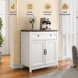 33.3"H Sideboard Buffet Cabinet, Coffee Bar Console Cabinet with Adjustable Shelf, 2 Doors, 1 Drawer, Gray/White