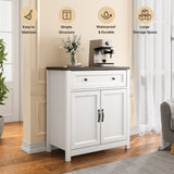 30" Kitchen Buffet Sideboard Cabinet, 1 Drawer and 2 Door Farmhouse Coffee Bar Storage Cabinet with Adjustable Shelf - Gray Desktop