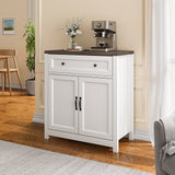 33.3"H Sideboard Buffet Cabinet, Coffee Bar Console Cabinet with Adjustable Shelf, 2 Doors, 1 Drawer, Gray/White