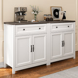 33.3"H Sideboard Buffet Cabinet, Coffee Bar Console Cabinet with Adjustable Shelf, 2 Doors, 1 Drawer, Gray/White