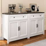 30" Kitchen Buffet Sideboard Cabinet, 1 Drawer and 2 Door Farmhouse Coffee Bar Storage Cabinet with Adjustable Shelf - Gray Desktop