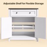 30" Kitchen Buffet Sideboard Cabinet, 1 Drawer and 2 Door Farmhouse Coffee Bar Storage Cabinet with Adjustable Shelf - Gray Desktop