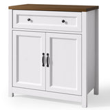 33.3"H Sideboard Buffet Cabinet, Coffee Bar Console Cabinet with Adjustable Shelf, 2 Doors, 1 Drawer, Retro/White