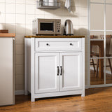 33.3"H Sideboard Buffet Cabinet, Coffee Bar Console Cabinet with Adjustable Shelf, 2 Doors, 1 Drawer, Retro/White