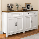 33.3"H Sideboard Buffet Cabinet, Coffee Bar Console Cabinet with Adjustable Shelf, 2 Doors, 1 Drawer, Retro/White