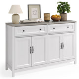 55" Kitchen Buffet Sideboard Cabinet, 2 Drawer and 4 Door Farmhouse Coffee Bar Storage Cabinet with Adjustable Shelf - Gray Desktop