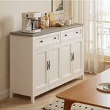 55" Kitchen Buffet Sideboard Cabinet, 2 Drawer and 4 Door Farmhouse Coffee Bar Storage Cabinet with Adjustable Shelf - Gray Desktop