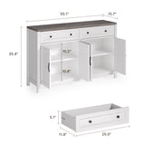 55" Kitchen Buffet Sideboard Cabinet, 2 Drawer and 4 Door Farmhouse Coffee Bar Storage Cabinet with Adjustable Shelf - Gray Desktop