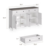 Asofer Farmhouse Kitchen Buffet Sideboard with Coffee Bar, Ample Storage, Drawers & Doors - Gray