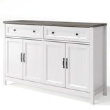 55" Kitchen Buffet Sideboard Cabinet, 2 Drawer and 4 Door Farmhouse Coffee Bar Storage Cabinet with Adjustable Shelf - Gray Desktop