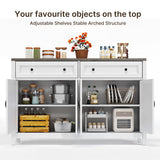 Asofer Farmhouse Kitchen Buffet Sideboard with Coffee Bar, Ample Storage, Drawers & Doors - Gray
