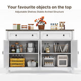 55" Kitchen Buffet Sideboard Cabinet, 2 Drawer and 4 Door Farmhouse Coffee Bar Storage Cabinet with Adjustable Shelf - Gray Desktop