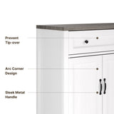Asofer Farmhouse Kitchen Buffet Sideboard with Coffee Bar, Ample Storage, Drawers & Doors - Gray