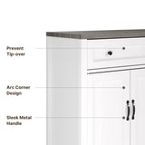 55" Kitchen Buffet Sideboard Cabinet, 2 Drawer and 4 Door Farmhouse Coffee Bar Storage Cabinet with Adjustable Shelf - Gray Desktop