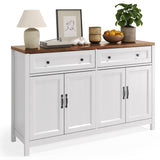55" Kitchen Buffet Sideboard Cabinet, 2 Drawer and 4 Door Farmhouse Coffee Bar Storage Cabinet with Adjustable Shelf - Retro Desktop
