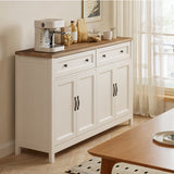 55" Kitchen Buffet Sideboard Cabinet, 2 Drawer and 4 Door Farmhouse Coffee Bar Storage Cabinet with Adjustable Shelf - Retro Desktop