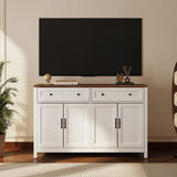55" Kitchen Buffet Sideboard Cabinet, 2 Drawer and 4 Door Farmhouse Coffee Bar Storage Cabinet with Adjustable Shelf - Retro Desktop
