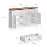 55" Kitchen Buffet Sideboard Cabinet, 2 Drawer and 4 Door Farmhouse Coffee Bar Storage Cabinet with Adjustable Shelf - Retro Desktop