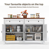 55" Kitchen Buffet Sideboard Cabinet, 2 Drawer and 4 Door Farmhouse Coffee Bar Storage Cabinet with Adjustable Shelf - Retro Desktop