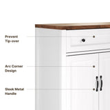 55" Kitchen Buffet Sideboard Cabinet, 2 Drawer and 4 Door Farmhouse Coffee Bar Storage Cabinet with Adjustable Shelf - Retro Desktop