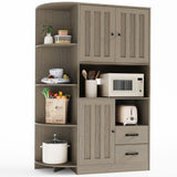 Double Door Cabinet and Three Drawers, Gray