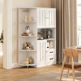 Aiho Double Door Cabinet and Three Drawers, White