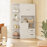 Aiho Double Door Cabinet and Three Drawers, White