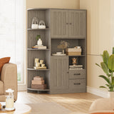 Double Door Cabinet and Three Drawers, Gray