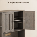 Double Door Cabinet and Three Drawers, Gray