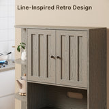 Double Door Cabinet and Three Drawers, Gray