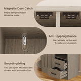 Double Door Cabinet and Three Drawers, Gray