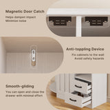 Aiho Double Door Cabinet and Three Drawers, White