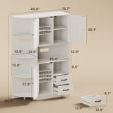 Aiho Double Door Cabinet and Three Drawers, White