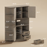 Double Door Cabinet and Three Drawers, Gray