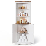 Asofer 63" Corner Cabinet with Doors and Shelves for Living Room, Bathroom, Corner, White