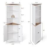 Asofer 63" Corner Cabinet with Doors and Shelves for Living Room, Bathroom, Corner, White