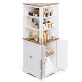 Asofer 63" Corner Cabinet with Doors and Shelves for Living Room, Bathroom, Corner, White