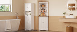 Asofer 63" Corner Cabinet with Doors and Shelves for Living Room, Bathroom, Corner, White