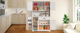 Asofer 67.7" Kitchen Pantry Cabinet with Door & Shelves, Sideboard Buffet Cabinet with Microwave Stand for Dining Room, White