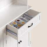 Asofer 67.7" Kitchen Pantry Cabinet with Door & Shelves, Sideboard Buffet Cabinet with Microwave Stand for Dining Room, White