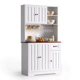 Asofer 71" Tall Storage Cabinet with Wine Rack, Drawer & Adjustable Shelves, Freestanding Pantry Organizer, White