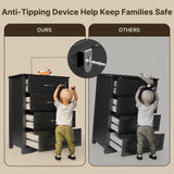 Aiho Black Dresser with 4 Drawers, Vertical Storage Dresser for Bedroom, Hallway, Entryway, Closet Organizer, Nightstand Bedside Table Furniture