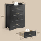 4 Drawer Dresser for Bedroom, Tall Wood Dresser with Large Drawer & Delicate Handles for Closet, Living Room, Hallway - Black