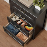 4 Drawer Dresser for Bedroom, Tall Wood Dresser with Large Drawer & Delicate Handles for Closet, Living Room, Hallway - Black