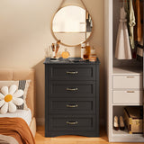 Aiho Black Dresser with 4 Drawers, Vertical Storage Dresser for Bedroom, Hallway, Entryway, Closet Organizer, Nightstand Bedside Table Furniture