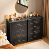 4 Drawer Dresser for Bedroom, Tall Wood Dresser with Large Drawer & Delicate Handles for Closet, Living Room, Hallway - Black