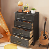Asofer 4-Drawer Dresser, Black Modern Chest of Drawers with Spacious Storage