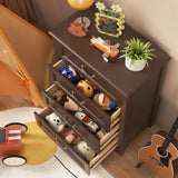 4 Drawer Dresser for Bedroom, Tall Wood Dresser with Large Drawer & Delicate Handles for Closet, Living Room, Hallway - Dark Brown