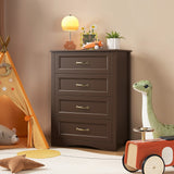 Asofer 4-Drawer Dresser, Dark Brown Modern Chest of Drawers with Spacious Storage